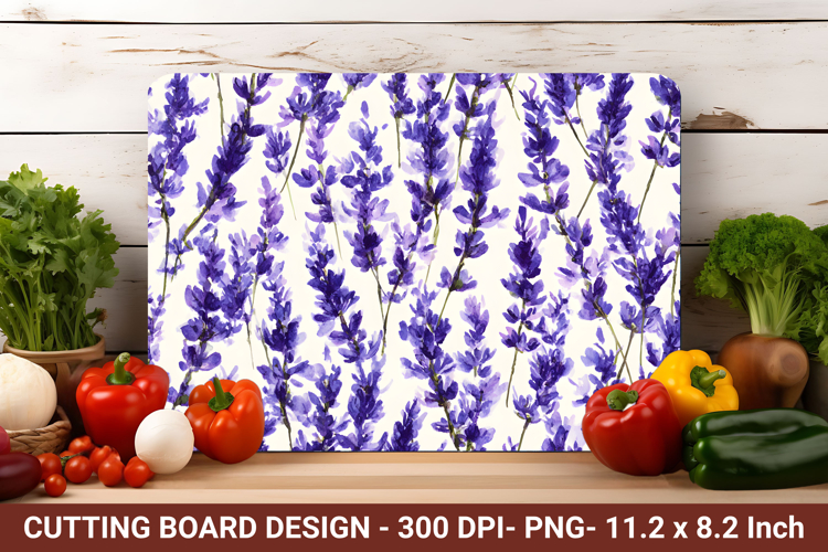 Watercolor Lavender Flower Cutting Board | Cutting Board png