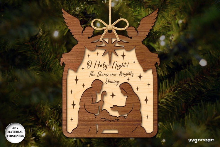 Christmas Nativity Ornament Laser Cut | Bible Quotes | SVG