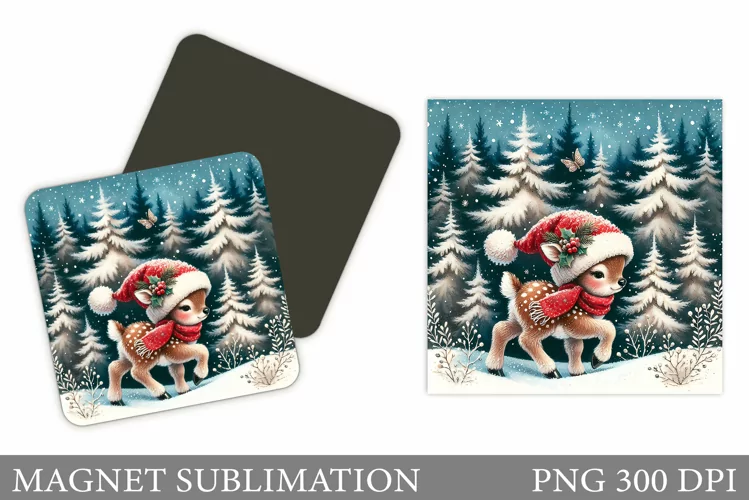 Christmas Deer Magnet Design. Christmas Magnet Sublimation
