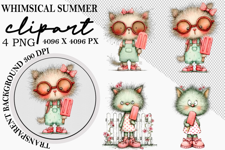 Whimsical Summer Watercolor Clipart PNG