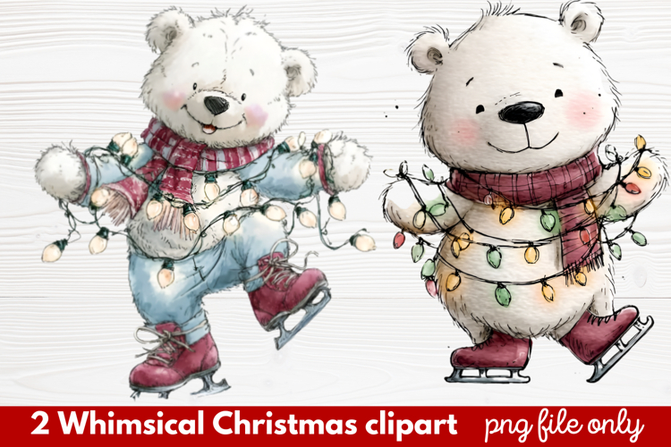 2 Whimsical Christmas Clipart | Cute Holiday PNG Set