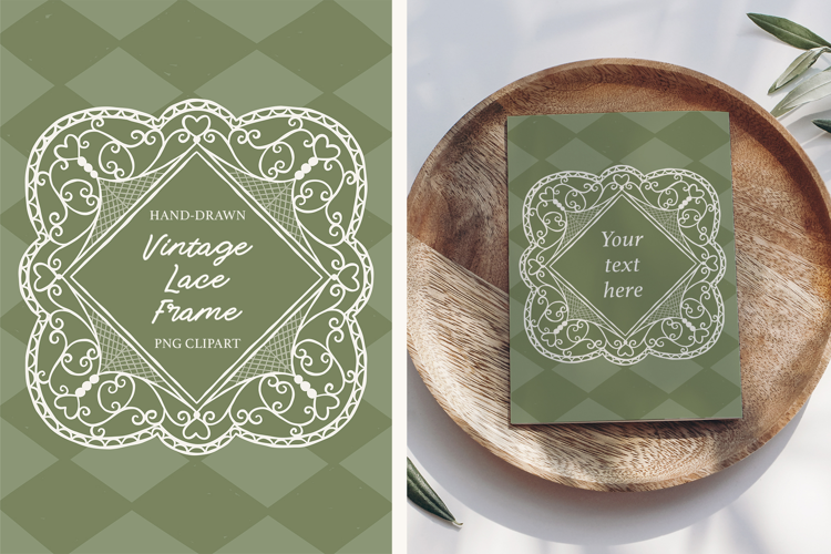 Hand Drawn Vintage Elegant Lace Frame PNG Clipart