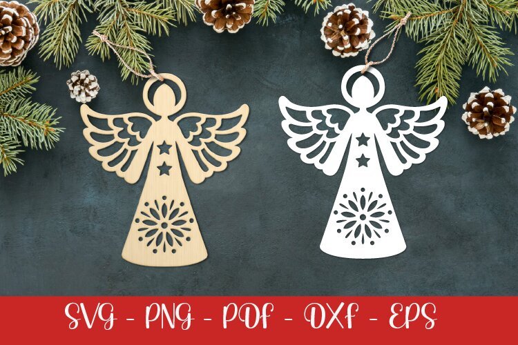 Christmas Angel laser SVG PNG| Christmas ornament example image 1