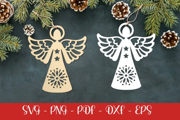 Christmas Angel laser SVG PNG| Christmas ornament