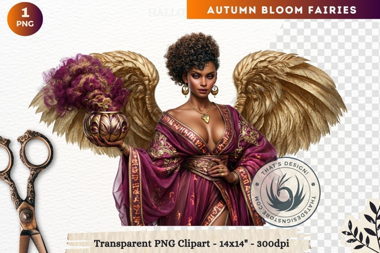 Autumn Bloom Floral Fairy Clipart, Mythical Fantasy PNG