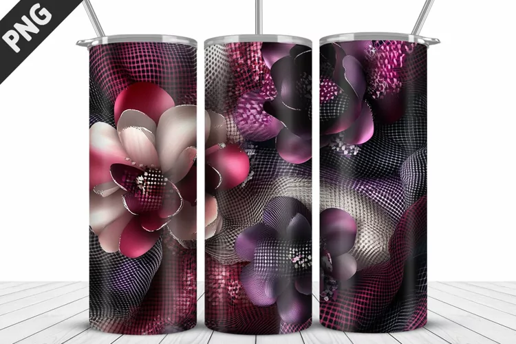 3D Daisy Flowers 20oz Tumbler Wrap | Sublimation Design