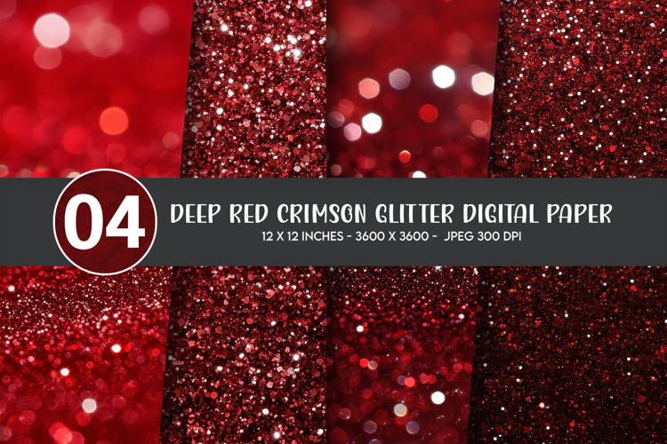 Deep Red Crimson Glitter Digital Paper example image 1