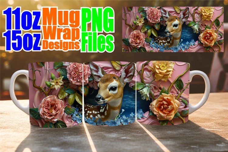 Sublimation Mug Wrap - 3D Spring Animals