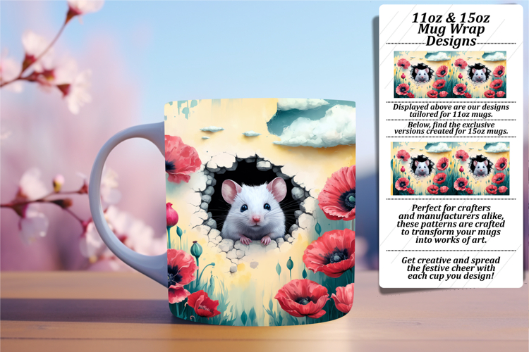 EXQUISITE 11oz Mug Wrap PNG Template , Animals In Wall