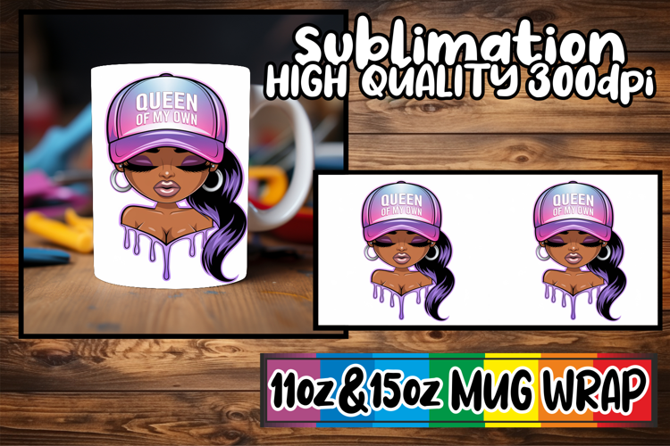 Joyful sips 11oz 15oz sublimation wrap, Black Woman