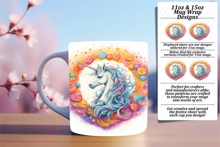 Unicorn Charm Sublimation Mug Wrap