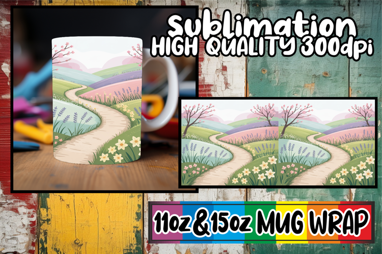 Playful dreams sublimation mug wrap, Spring