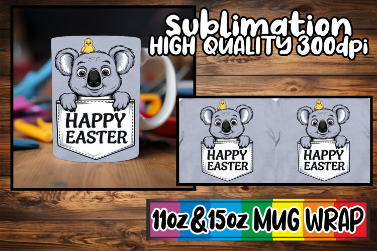 Playful mornings 11oz 15oz sublimation wrap, Easter Animals example image 1