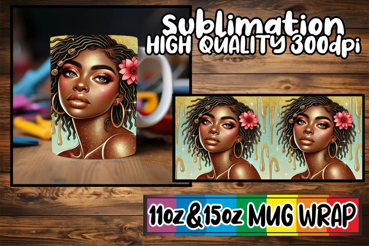 Enchanted mornings 11oz 15oz sublimation wrap, Afro Girl