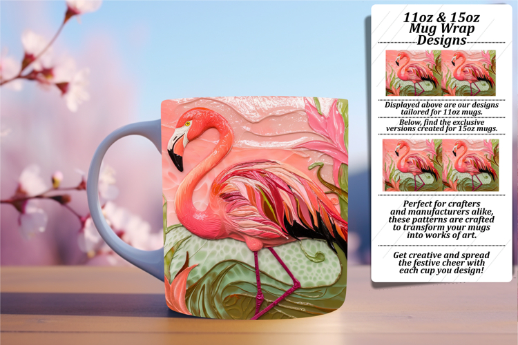 Lovely 11oz Mug Wrap Png Template , Flamingo