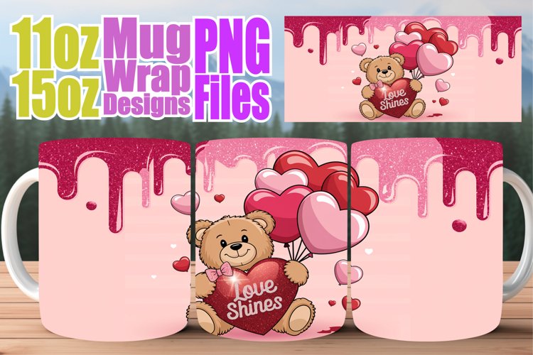 Timeless beauty 11oz 15oz sublimation wrap, Love Bear