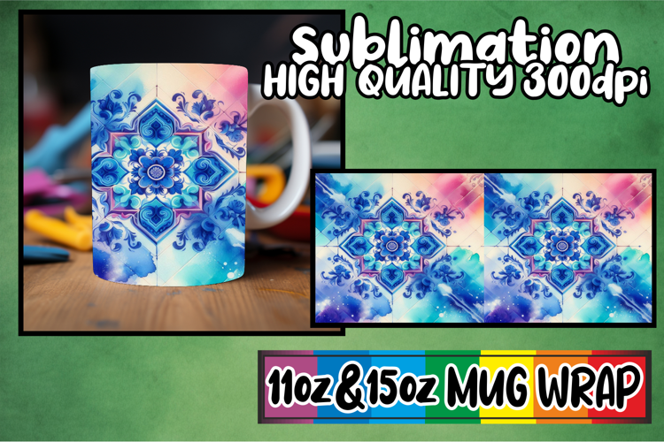 Heartfelt wishes 11oz 15oz mug wrap, Watercolor Pattern