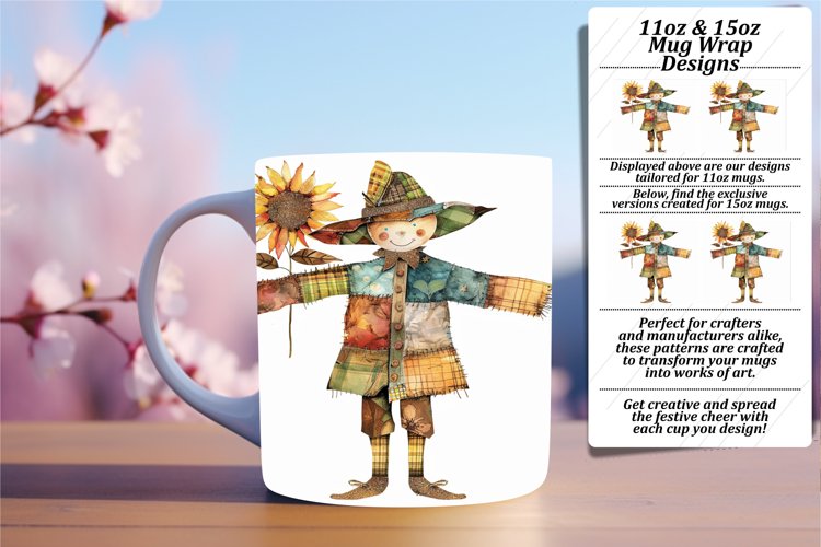 Halloween Scarecrow Mug Wrap 11oz 15oz