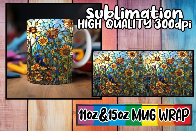 Enigmatic Stained Glass Mug Wrap Patterns 11oz/15oz example image 1