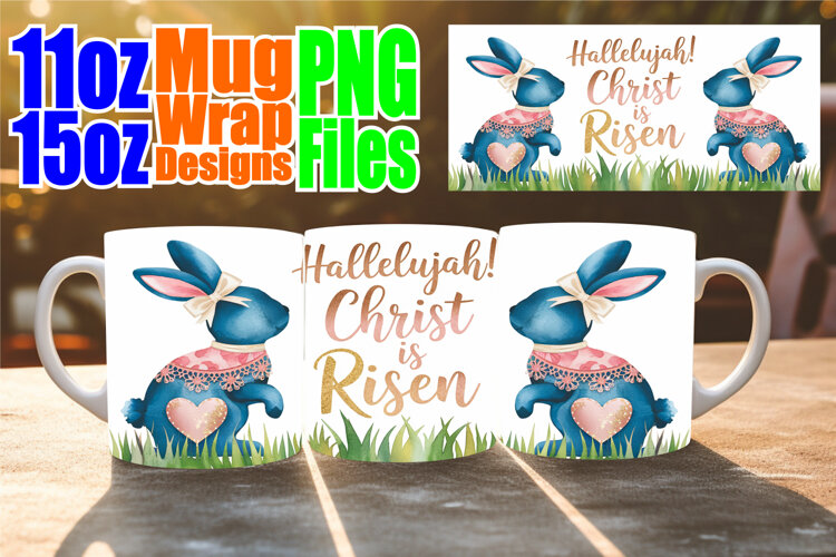 Happy vibes 11oz 15oz sublimation wrap, Easter Bunny example image 1