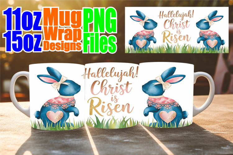 Happy vibes 11oz 15oz sublimation wrap, Easter Bunny