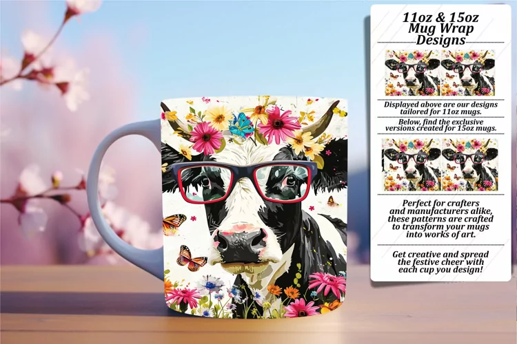 Watercolor Bovine Elegance Mug Wrap