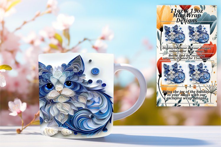 Kitty Kaleidoscope: 3D Cat Wrap Mug - Sublimation 11oz/15oz