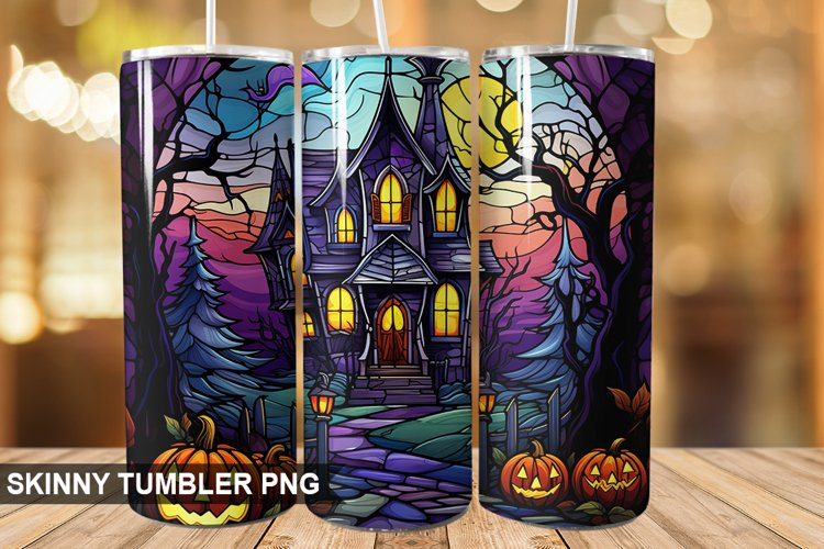 Stained Glass Halloween Tumbler 20 oz Skinny Tumbler