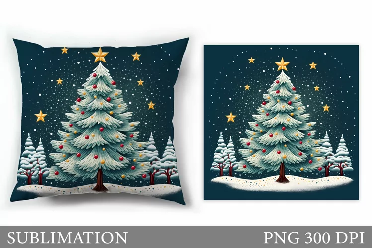 Christmas Tree Pillow Design. Christmas Sublimation