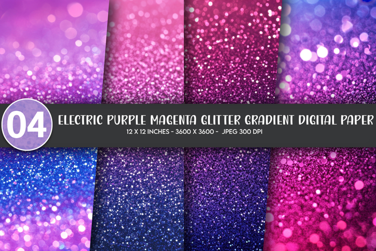 Electric Purple Magenta Glitter Gradient Digital Paper