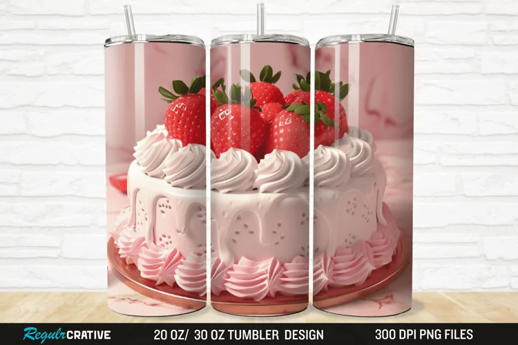 3D Strawberry Cake 20/30oz Skinny Tumbler