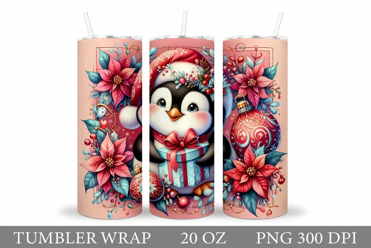 Christmas Penguin Tumbler. Christmas Tumbler Sublimation
