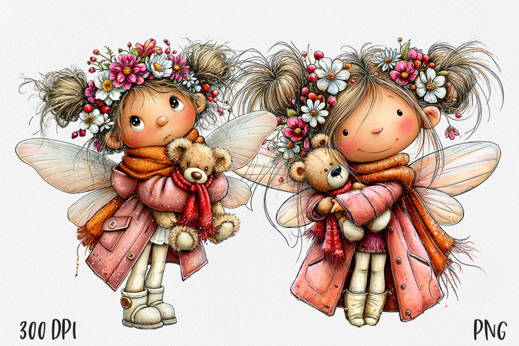 Christmas Fairy PNG, Cute Winter Fairy Girl Clipart