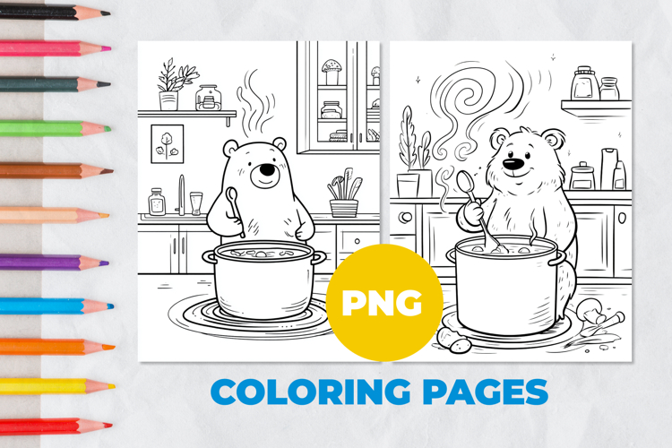 The bear is cooking soup Coloring Pages | Coloring book