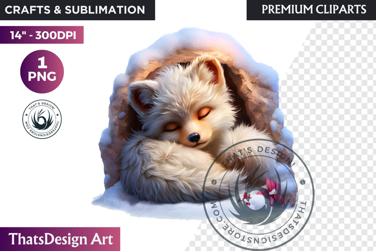 Arctic fox Watercolor Winter Wildlife Animal Clipart PNG