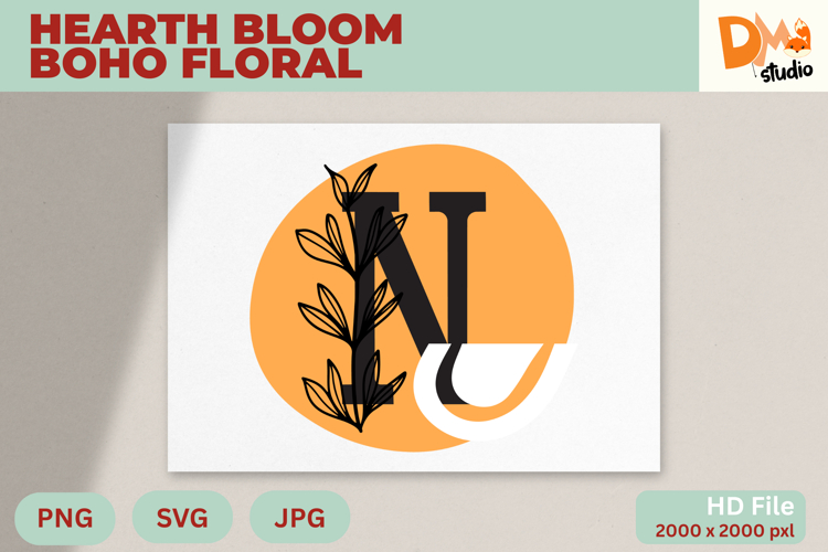 Hearth Bloom Boho Floral Monogram