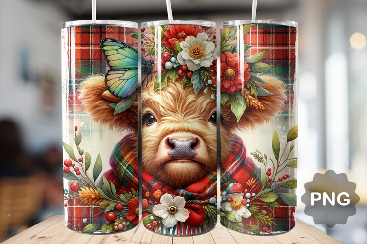 Christmas Baby Highland Cow - Skinny Tumbler Sublimation