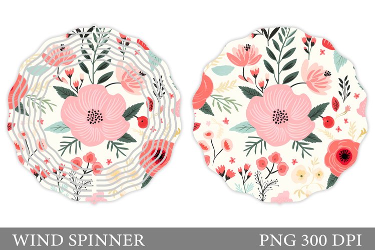 Flowers Wind Spinner Design. Floral Wind Spinner Sublimation example image 1