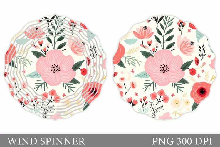Flowers Wind Spinner Design. Floral Wind Spinner Sublimation