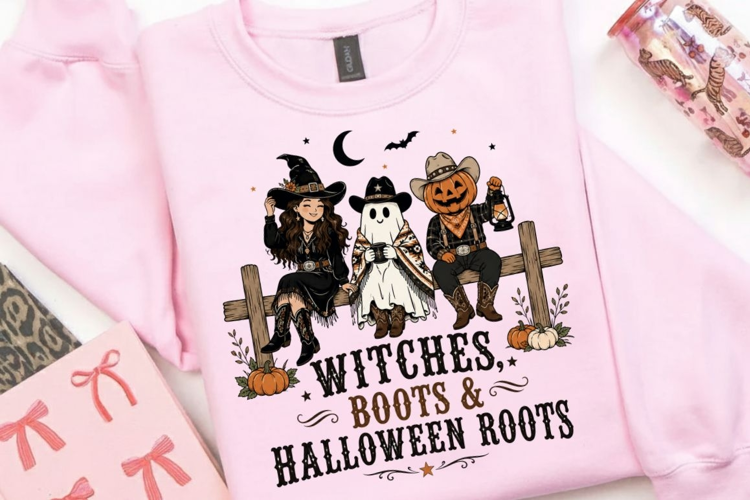Witches Boots and Halloween Roots PNG Sublimation Design