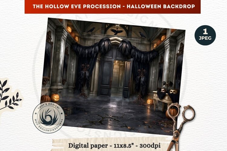 Gothic Halloween background - Hollow Eve Procession Backdrop example image 1