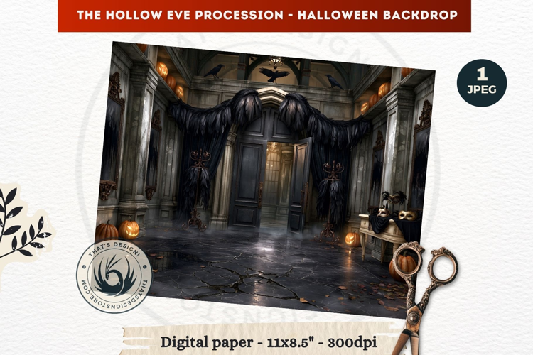 Gothic Halloween background - Hollow Eve Procession Backdrop