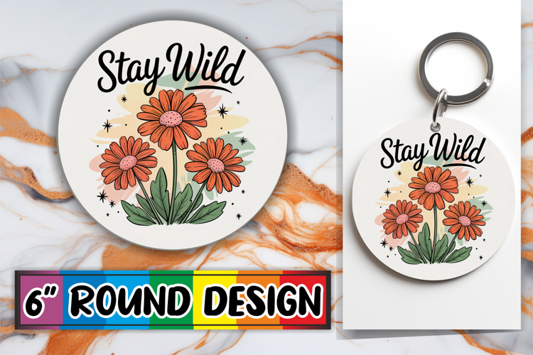 Radiant Circle Sublimation Keychain, Flowers Quote