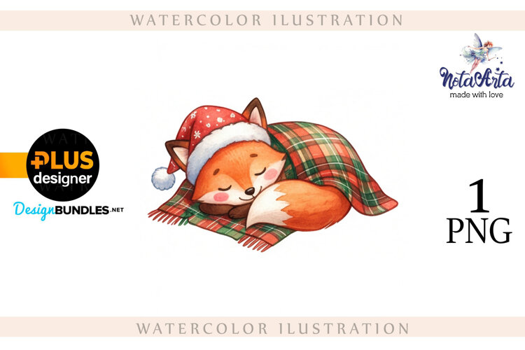 Illustration of a cute Christmas fox example image 1
