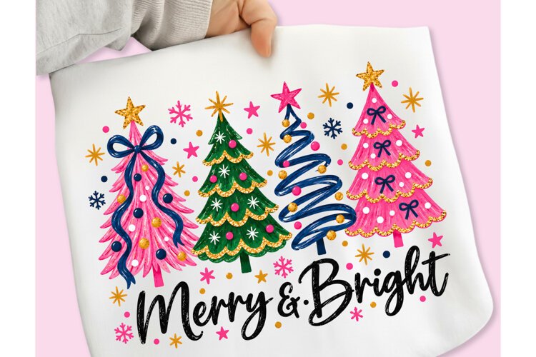 Merry and Bright Christmas Tree Coquette, Christmas Tree PNG example image 1