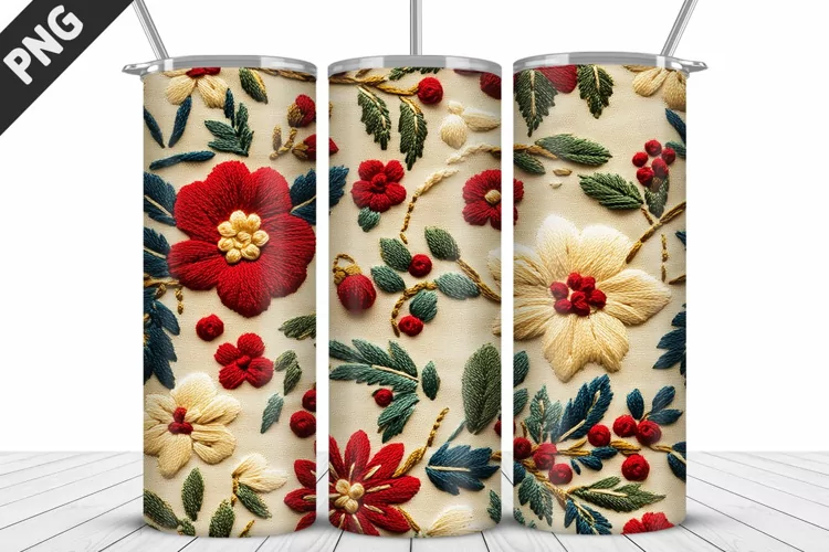 3D Daisy Flowers 20oz Tumbler Wrap | Sublimation Design