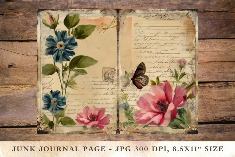 Printable Junk Journal Pages wildflower 7