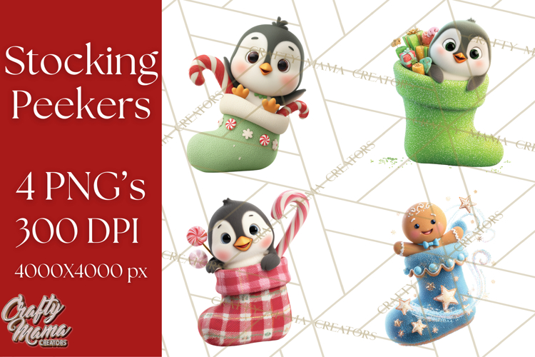 Christmas Stockings & Sleighs Clipart PNG Cute Holiday