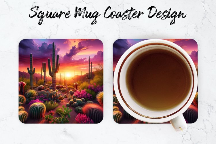 Cactus Mug coaster | Coaster | Sublimation example image 1