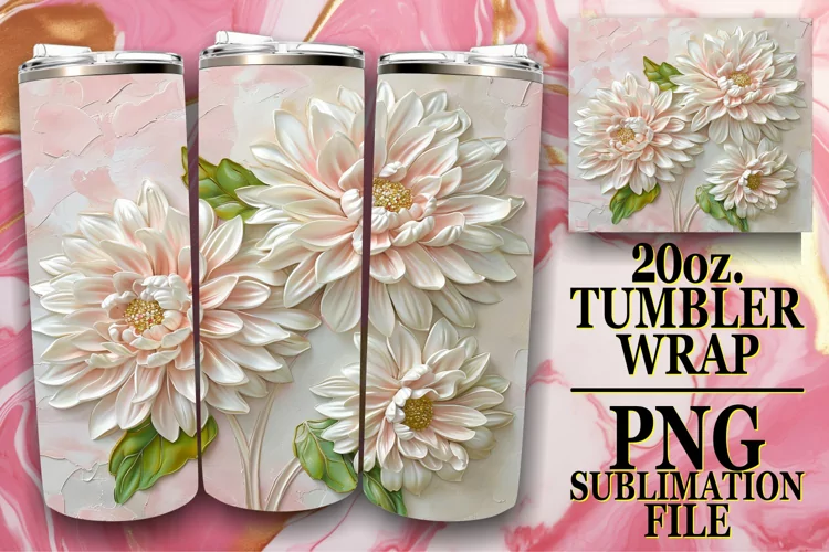 Elegant Petal Bliss: Sublimation 20oz Tumbler
